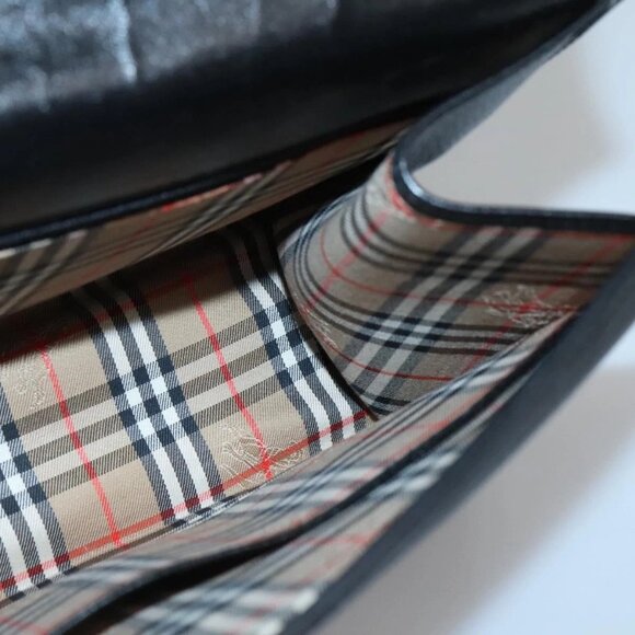 Burberrys Hand Bag Leather Black Silver Auth BA3309 - Picture 13 of 16